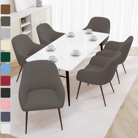 Curved Back Chair Covers for Dining Room Set of 1/2/4/6, Modern Chair Slipcovers, Semi Circle Back Chair Seat Protector for Kitchen Living Room(Gray,6 Pack)