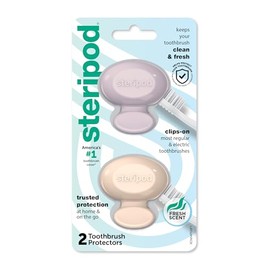 Steripod - Protector de cepillo de dientes con clip, color rosa y azul, 2 unidades