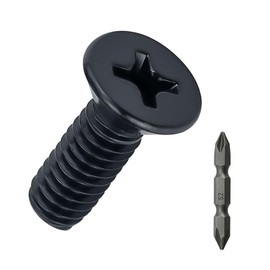 #8-32 x 1/2" Flat Head Machine Screws (100 pcs), 18-8 (304) Stainless Steel, Phillips Drive Flat Head Machine Screws, Black Oxide Coated, Fayeploo (with Phillips Driver Bit)