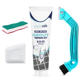 PentaUSA Grout Repair Kit with Removal Tool, Premix Grout Bundle Set, Sponge and Cleaner (8.8 Oz - 250gr) (White)