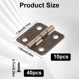 10Pcs Antique Bronze Hinge Mini Hinges 18 x16mm Folding Butt 180 Degree Rotation Hinges with Screws Miniature Tools for Wooden DIY Crafts Wooden Jewelry Box Jewelry Box Cabinet Decorative