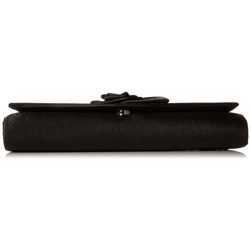 Damara Women's Satin Pleated Flower Front Evening Bag Clutch Handbag