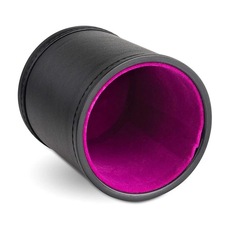 Leather Dice Cup with Purple Felt Lining