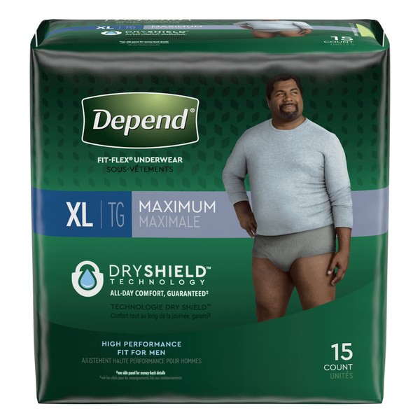 Depend FIT-FLEX Adult Underwear Pull On X-Large Disposable Heavy Absorbency, 47930 - Pack of 15