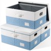 PRANDOM Storage Bins with Lids [3-Pack] Linen Fabric Foldable Storage