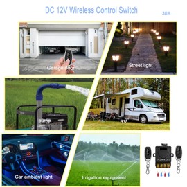 GUIRUIMOON Wireless Remote Switch12V, DC12V/24V/36V/48V/72V 30A Wireless Remote Relay Switch Kit, Control Distance Up to 100 Metres, for Access Control, Alarm, Motor and Light Etc.