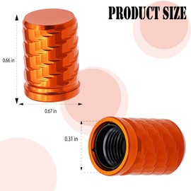 4-Pack Tire Valve Stem Caps - Metal Air Caps with Plastic Liner, Corrosion Resistant & Leak-Proof for Car, Truck, SUV, Motorcycle and Bike - Orange