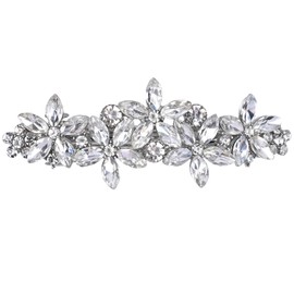 Vintage Hair Crystal Barrettes,Sparkly Glitter Crystal Flower Hair Clips, Rhinestones Hair Barrettes French Style Hairpin Hair Accessories for Women Girls (White-B)