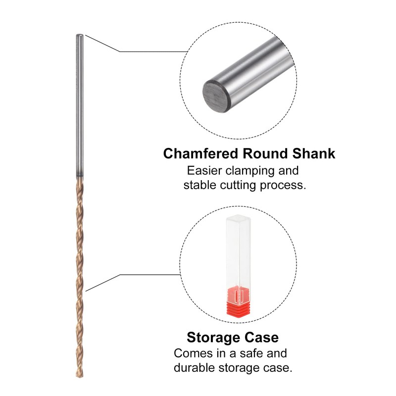 sourcing map Spiral Drill Bit 2.2 mm Titanium Coating Solid