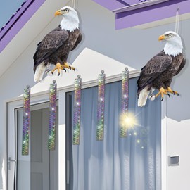 Plastic Hawk to Scare Pigeon Away from Porch Patio Balcony, 5Pcs Pigeon Scare Devices, Flat Fake Hawk to Keep Pigeon Away with Reflective Tape, Garden Hawk to Scare Woodpecker Squirrel for Outdoor