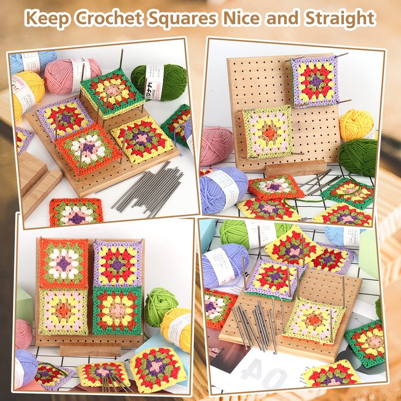 Crochet Blocking Board and Pins, Aeelike Granny Square Blocking Board