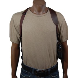 Barsony Horizontal Brown Leather Shoulder Holster for Walther PPQ PPX Right