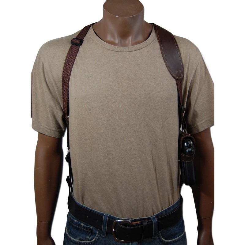 Barsony Horizontal Brown Leather Shoulder Holster for Walther PPQ PPX