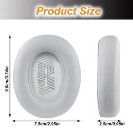 Replacement Ear Pads for JBL E65 (E65BT E65BTNC)/Live 650 (650NC 650BTNC)/Live 660 (660NC 660BTNC)/Duet NC Over-Ear Headphones, Earpads Cushions with Softer Leather (Grey)