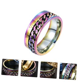 LIFKOME Stylish Roman Numeral Ring in Titanium Steel Unisex Chain Ring for Men