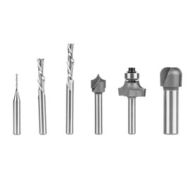 SpeTool 6PCS Carbide CNC Electric Guitar Making Router Bit Set 1/4" & 1/2" Shank for Luthier Include Spiral Bit, Point Cutting Roundover Bit,Bowl Bit