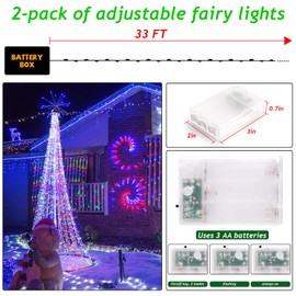Fairy String Lights Battery Operated,2Pack 33FT 100 LED Twinkle Lights Indoor Outdoor String Lights for Bedroom,Dorm,Patio,Tapestry,Backyard,Garden,Christmas,Party