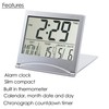 TRIXES Desk Top Clock Silver Digital LCD Temperature Alarm NEW