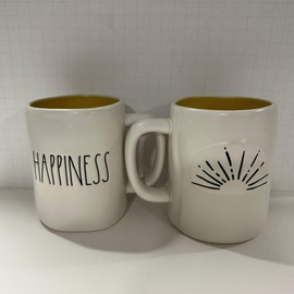 Rae Dunn HAPPINESS Mug - yellow inside - Ceramic