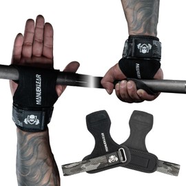 Leather Rubber Lifting Straps Strength Training Women Men Gym Lifting Straps for Bodybuilding and Weightlifting, Wrist Bandages Gym with Padded Hand Strap