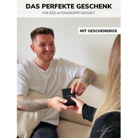 SlimJack® Wallet mit Münzfach - Jackster Wallet - Kreditkartenetui mit RFID-Schutz - Geldbeutel für Herren - Aluminium-Kartenhalter - Smart Wallet für Karten & Münzen - Schwarz Leder