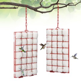 Tandefio 2 Pcs Hummingbird Nesting Material Kit Refillable Bird Nesting Material Holder with Chain Hook, Rustic Hanging Helper Cage Cotton Bird House for Outdoor Porch Houses Resting Place