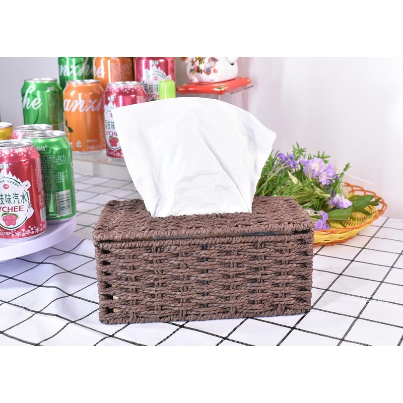 Tissue Box Cover Rectangle Tissue Box with Flip-Open Top ，Decorative