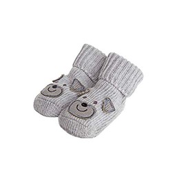 PLAYETTE Novelty Knitted Bootie Grey Puppy Socks