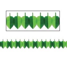 Beistle Spring Leaf Paper Garland Decoration, 7" x 12', Green