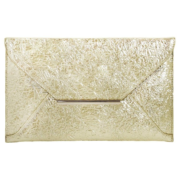 JNB Crushed Metallic Envelope Clutch, Gold, Medium