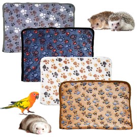 SUPERPAWS 16"x24" Guinea Pig Fleece Blankets 4 Pieces Waterproof & Washable Small Animal Cage Liners Sleep Mat Bedding Pad for Hamster Chinchilla Rabbit Hedgehog