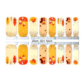 Glam Girl Nails Fall Squirrels Nail polish strips / Nail Wraps / Nail Stickers