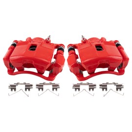 TRQ Front Performance Brake Caliper Set Red Compatible with 2002-2006 Acura RSX 2003-2011 Honda Civic 2007-2008 Fit