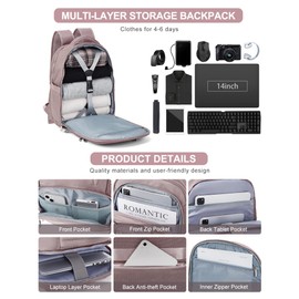 VGCUB Large Travel Backpack Purse for Women Men,Laptop Backpack,Aesthetic Gym Carry on Backpack,Personal Item Size Backpack Casual Daypack Rucksack for Work With USB Charging Port,Pink