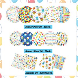 Pool Birthday Party Supplies - 60Pcs Summer Party Plates and Napkins Pool Beach Theme Party Decoration for Baby Shower,Boys Girls Birthday