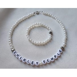 handmade SHIRLEY TEMPLE Doll NAME NECKLACE SET Handmade fits 35" Shirley Temple Doll