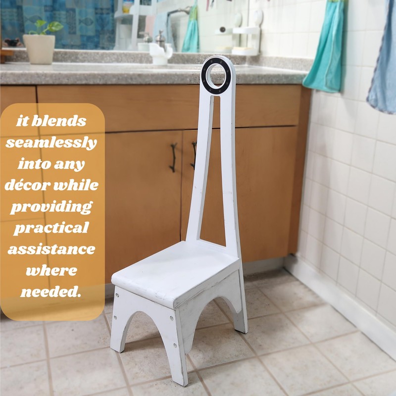 Heavy Duty Kitchen Step Stool with Handle, Besuerte Wooden Stool