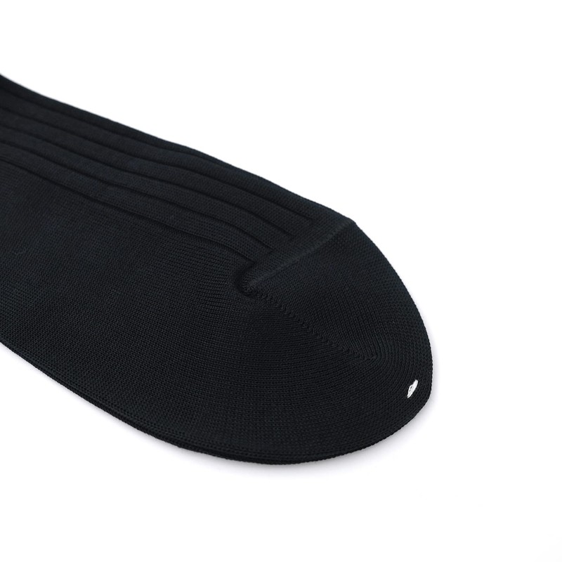 Harrison Egyptian Cotton Wide Rib Socks, Black