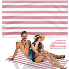 MOLHEM Beach Towel Quick Dry Microfibre, Double Sided Quick Dry Absorbent Beach Towels Sand Free, Lightweight, Compact for Travel Swimming Yoga Gym(160x90cm, 63x35in) (Pink)