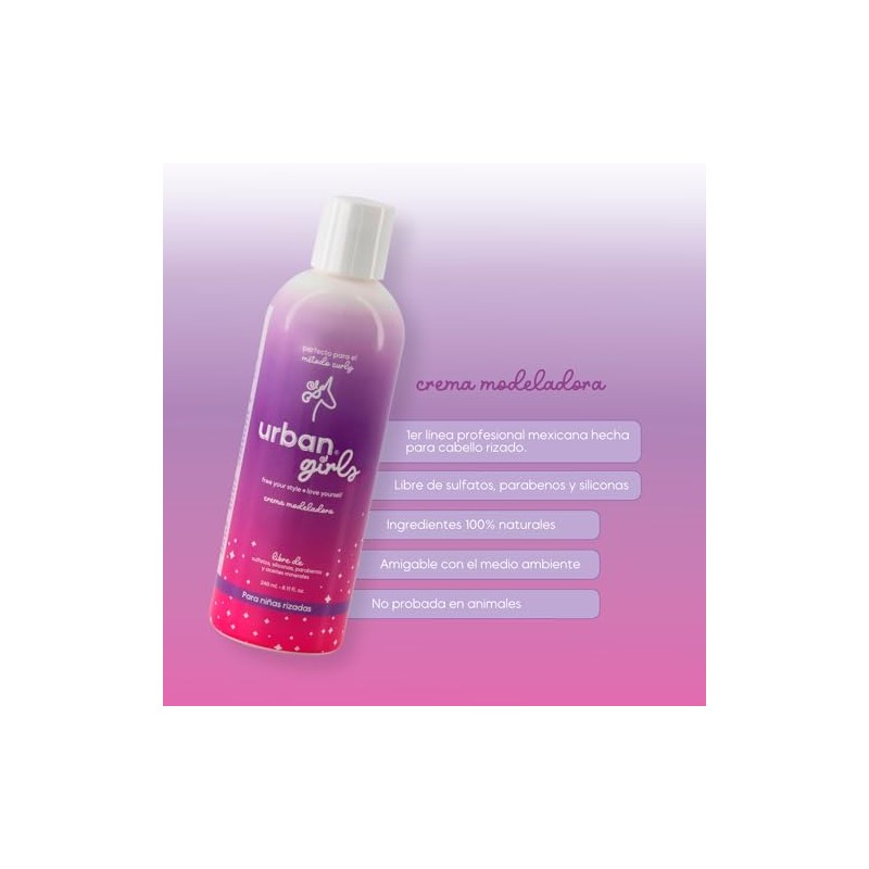 URBAN CURLS Crema Moldeadora para Niñas Cabello Rizado 240 ml