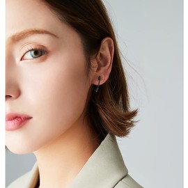 Reffeer Solid 925 Sterling Silver Safety Pin Hoop Earrings Paper Clip for Women Unisex Pin Hoop Earrings (C-Black)