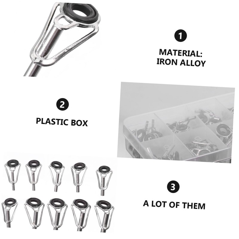 BIUDECO 80pcs Fishing Rod Guide Rings Rod Tips Repair Kit