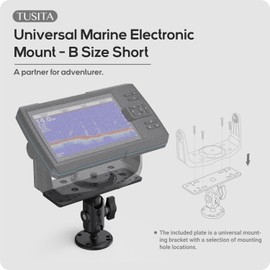 TUSITA Universal Marine Electronic Mount - B Size Short, Aluminum Fish Finder Mount with 1" Ball for Boat, 360° Rotation, High Salt Water Resistant, Compatible with Garmin, Lowrance and More