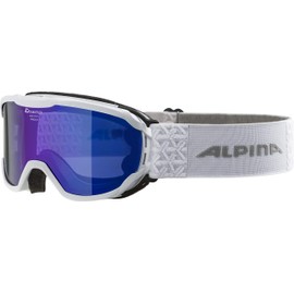 ALPINA PHEOS - Verspiegelte, Kontrastverstärkende & Polarisierte Skibrille Mit 100% UV-Schutz Für Kinder, white, One Size