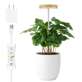 Plant Grow Light for Indoor Plant,Bamboo Mini LED Grow Light Garden,Height Adjustable,Automatic Timer with 8/12/16 Hours