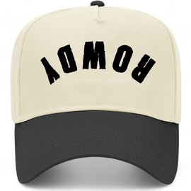 Rowdy Upside Down Vintage Trucker Hat | Premium Snapback Hat for Men & Women (US, Alpha, One Size, Black/Natural)