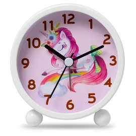 Sunshine smile Children's Alarm Clock for Beginners to School, Children's Alarm Clock Analogue No Ticking Children's Alarm Clock with Night Light, Silent Learning Alarm Clock for Boys and Girls