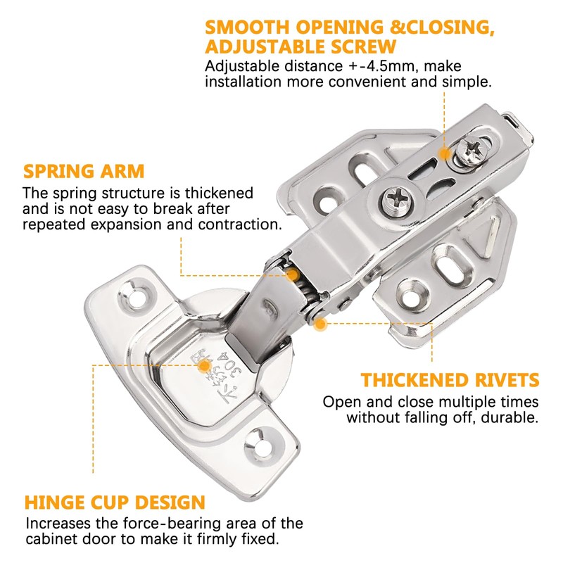 hicoosee 2 PCS Cupboard Hinges, Soft Close Cabinet Hinges with