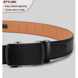 BULLIANT Men's Belt, Leather Ratchet Belt for Men Dress 1 3/8",Trim to Fit(Black-32-38" Waist Adjustable)