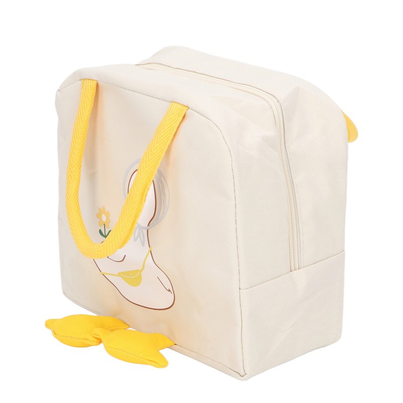 Lunch Bag Cartoon Duck Pattern Waterproof Zipper Closure Sturdy Handle